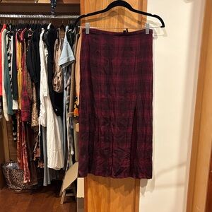 PAIGE Burgundy Plaid Pencil Skirt